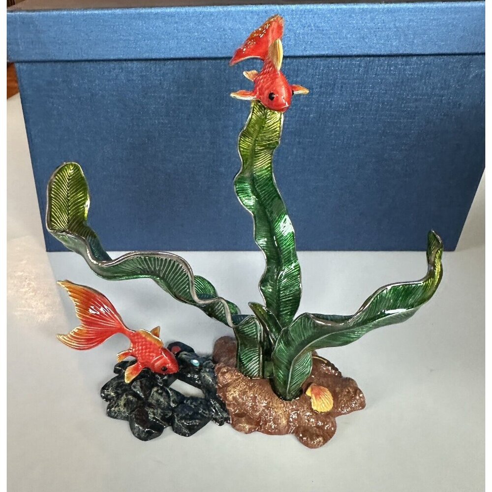 $178 Jere Goldfish Fish & Reef Wine Bottle Holder, Luxury Barware - Picture 2 of 10